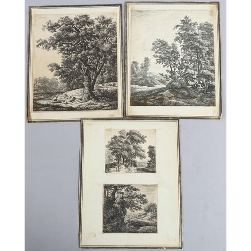 724 - Anthonie Waterloo (1610 - 1690), 4 x 17th/18th century engravings, pastoral scenes, unframed