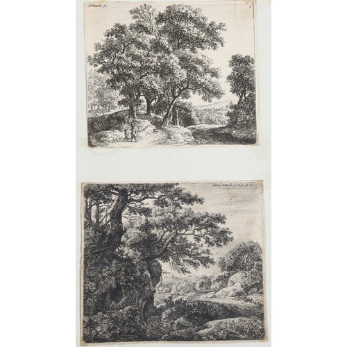 724 - Anthonie Waterloo (1610 - 1690), 4 x 17th/18th century engravings, pastoral scenes, unframed