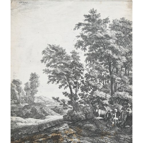 724 - Anthonie Waterloo (1610 - 1690), 4 x 17th/18th century engravings, pastoral scenes, unframed