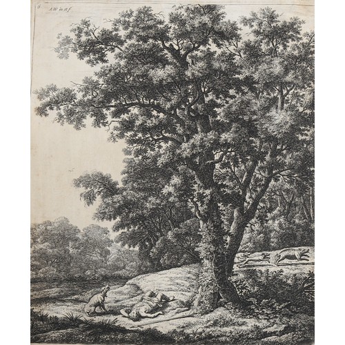 724 - Anthonie Waterloo (1610 - 1690), 4 x 17th/18th century engravings, pastoral scenes, unframed