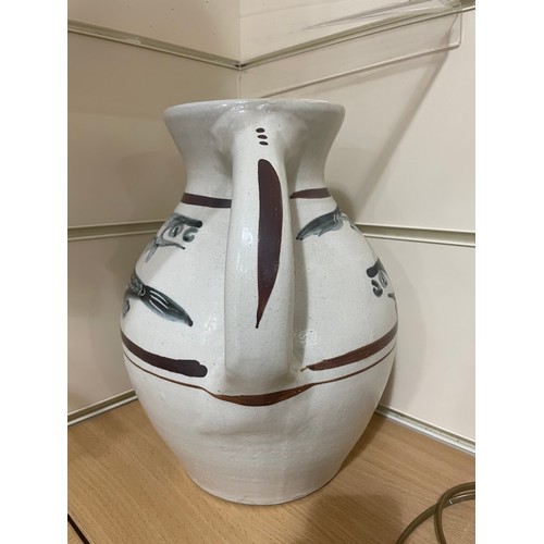 79 - SVEND BAYER, a large 1970s' studio pottery hand painted jug, height 32cm