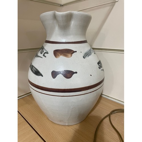 79 - SVEND BAYER, a large 1970s' studio pottery hand painted jug, height 32cm