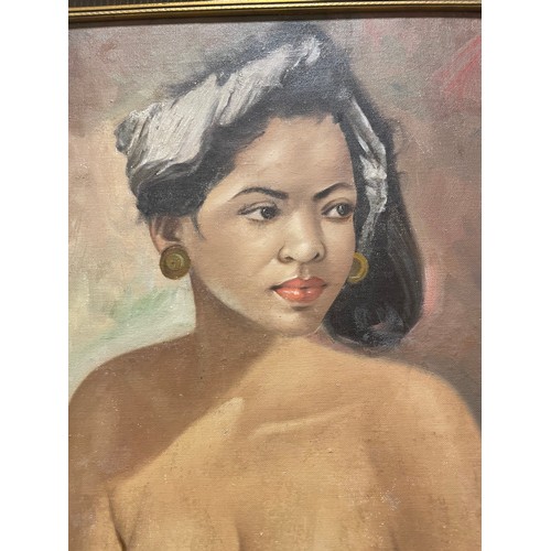 561 - Igor Talwinski (Polish - 1907 - 1983), oil on board, portrait of a Malaysian woman, signed, 59cm x 4... 