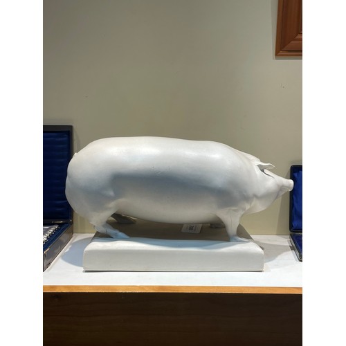 200 - Lockett & Hulme Parian porcelain pig, probably early to mid-20th century, standing on integral platf... 