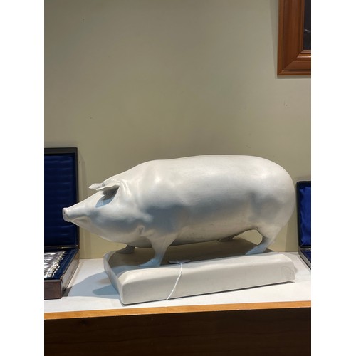 200 - Lockett & Hulme Parian porcelain pig, probably early to mid-20th century, standing on integral platf... 