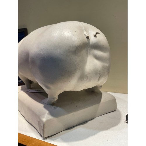 200 - Lockett & Hulme Parian porcelain pig, probably early to mid-20th century, standing on integral platf... 