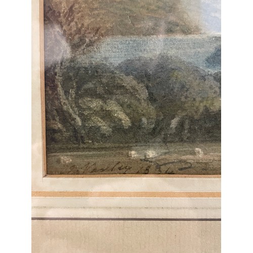 628 - John Varley, watercolour, extensive mountain landscape, signed with indistinct date, 17cm x 25cm, fr... 