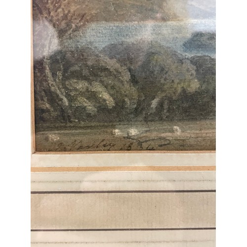 628 - John Varley, watercolour, extensive mountain landscape, signed with indistinct date, 17cm x 25cm, fr... 