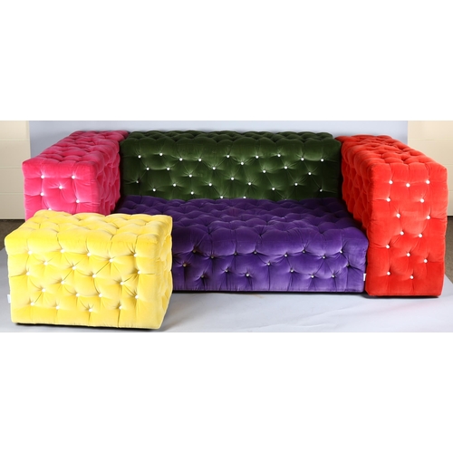 2235 - GAETANO PESCE for Meritalia, La Michetta sofa, the 5 blocks allowing different arrangement with stee... 