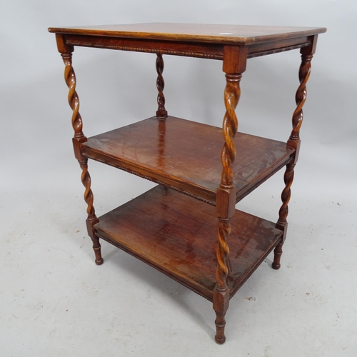 2205 - A three-tier oak whatnot. 51cm x 69cm x 38cm