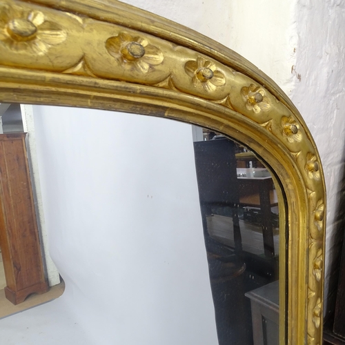 2215 - A large 19th century gilt-gesso framed over mantle mirror. 145 x 165cm.