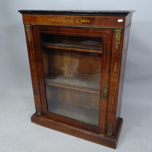 2226 - An Antique mahogany and satinwood-strung pier cabinet, with single-glazed door, marquetry decoration... 