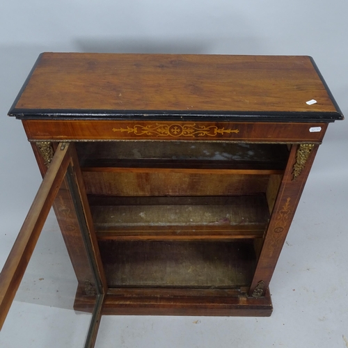 2226 - An Antique mahogany and satinwood-strung pier cabinet, with single-glazed door, marquetry decoration... 