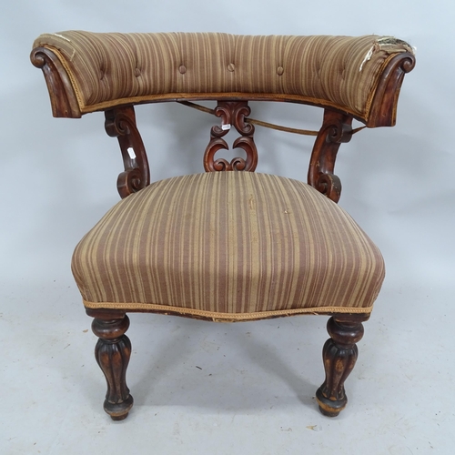 2246 - A Victorian mahogany and upholstered desk chair