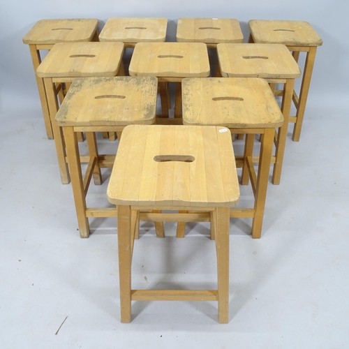 2248 - A set of 10 contemporary pine stools