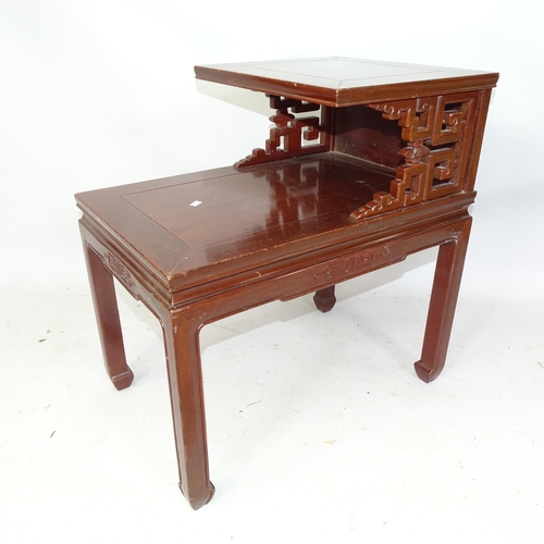 2263 - A modern Chinese style 2 tier side table / pot stand. 62 x 63 x 41cm.