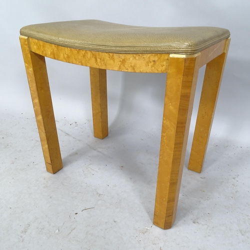 2266 - An Art Deco burr maple stool. 48 x 45 x 33cm.