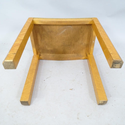 2266 - An Art Deco burr maple stool. 48 x 45 x 33cm.