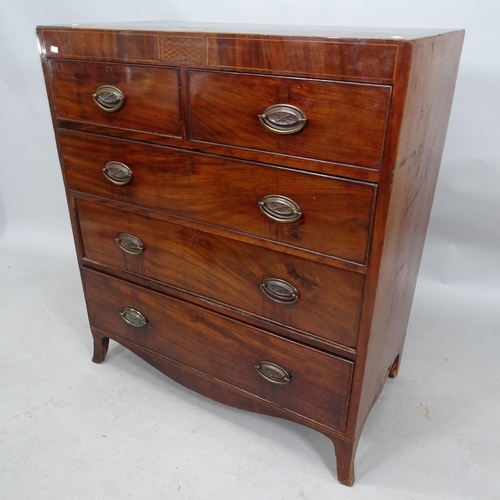 2272 - A Georgian mahogany and satinwood strung chest of two short and three long drawers. 93cm x 105cm x 5... 