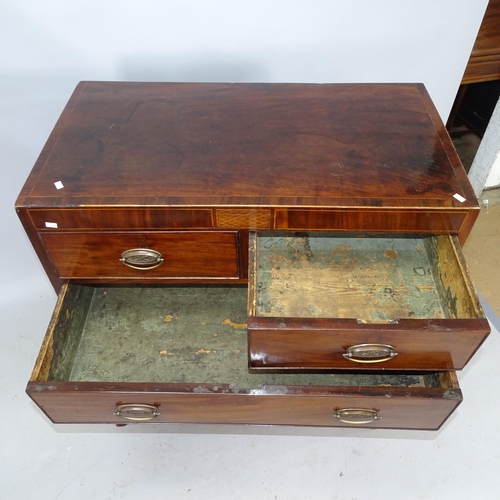 2272 - A Georgian mahogany and satinwood strung chest of two short and three long drawers. 93cm x 105cm x 5... 