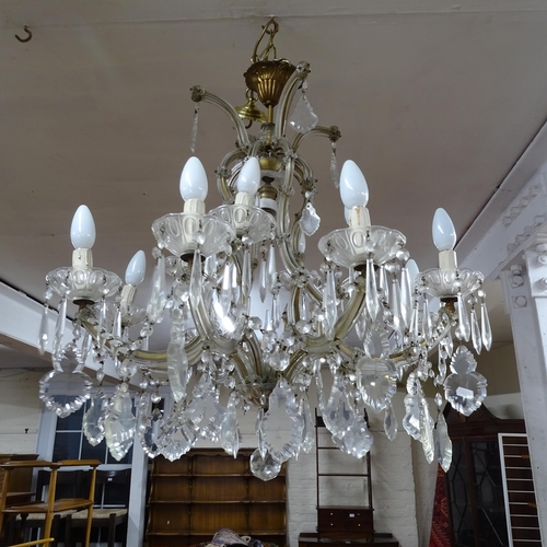 2288 - An eight branch chandelier wish glass lustres. W70cm