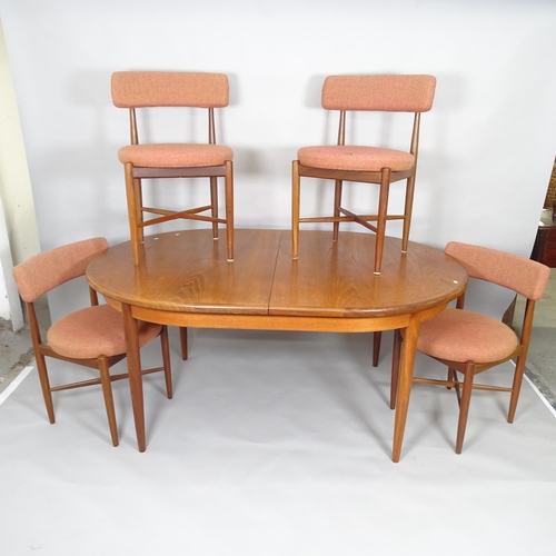 2500 - A mid-century G-plan teak oval extending dining table, 165cm (extending to 210cm) x 73cm x 112cm, an... 