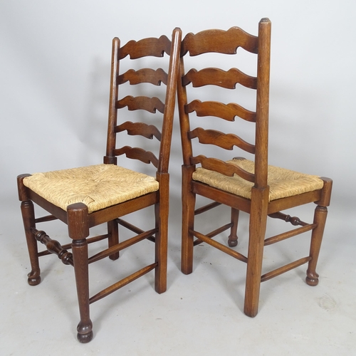 2557 - A set of 6 North Country style rush-seated ladder-back dining chairs