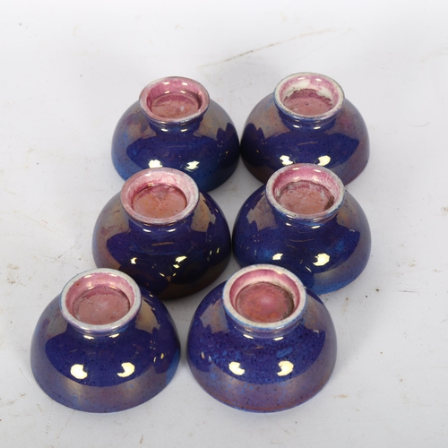 109 - MOORCROFT - a set of 6 miniature lustre footed bowls, diameter 5.5cm, height 3cm