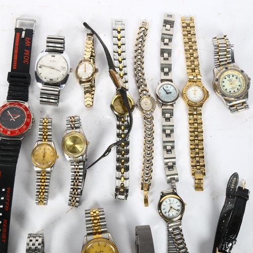 128 - A group of modern quartz lady's and gentleman's wristwatches, including Philip Mercier