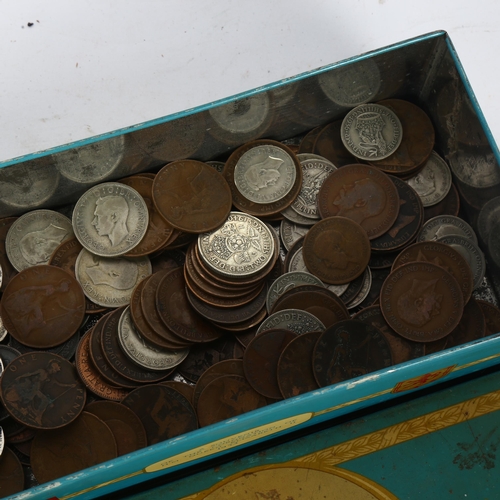 154 - A collection of various pre-decimal English and foreign coins, including a Victorian 1890 silver cro... 