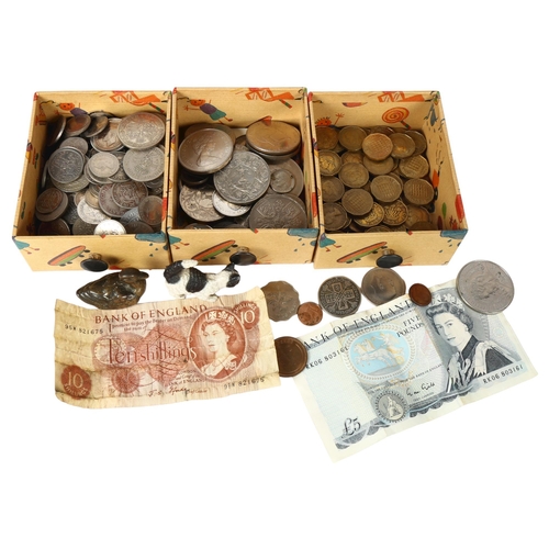 155 - A quantity of pre-decimal English coins, commemorative, and worldwide