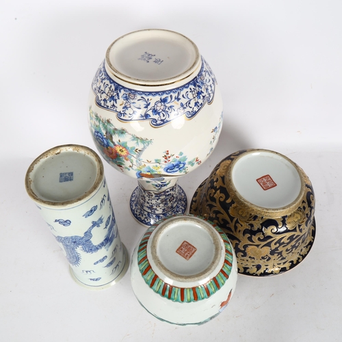 160 - 4 various Chinese porcelain vases and bowl, largest vase height 35cm