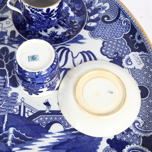 181 - A large Victorian Copeland blue and white circular breakfast tray 