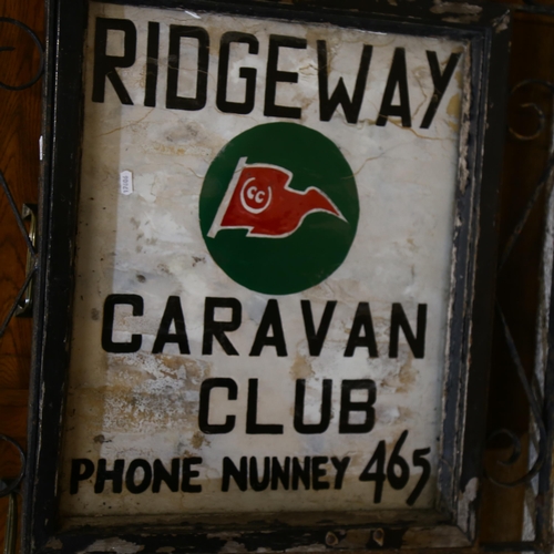 37 - A Vintage advertising sign for Ridgeway Caravan Club, 