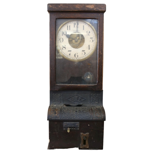 69 - BLICK - an early 20th century clocking-in clock, with 2 packs of original cards, height 85cm