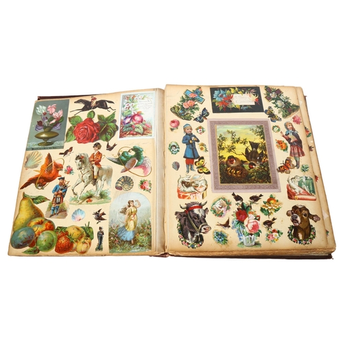 82 - A Victorian scrapbook, with 27 full pages of various cards etc