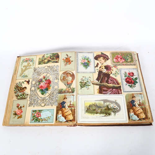 82 - A Victorian scrapbook, with 27 full pages of various cards etc