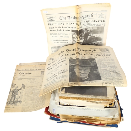 83 - A collection of Vintage newspapers and Royalty magazines, including the Daily Telegraph 1963 Preside... 