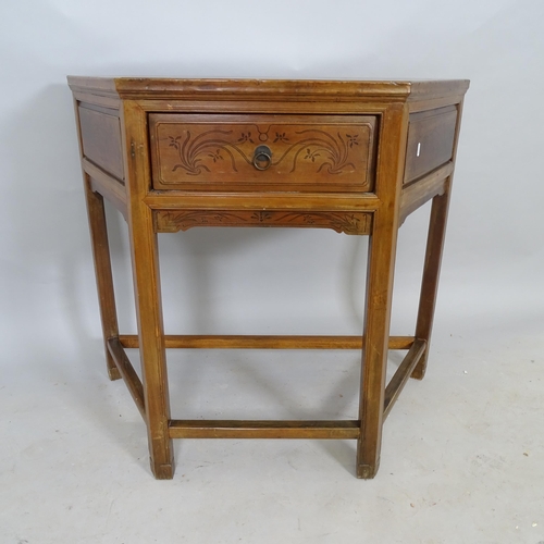 2594 - An early 20th century mahogany hall table, of canted form with single fitted drawer, 100 x 87 x 44cm