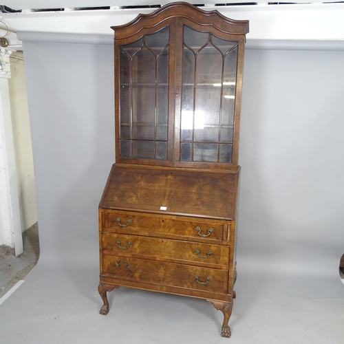 2531 - A 19th century mahogany two-section bureau bookcase, the fall-front revealing a fitted interior with... 