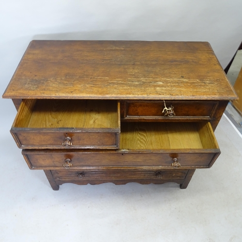 2544 - A 1920s oak chest of two short and three long drawers. 107cm x 96cm x 50cm