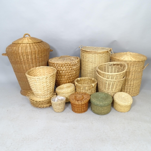 2555 - Various wicker laundry baskets, waste paper baskets, etc.