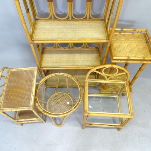 2558 - A group of modern bamboo furniture including a four-shelf stand (67cm x 152cm x 31cm), a two-tier ja... 