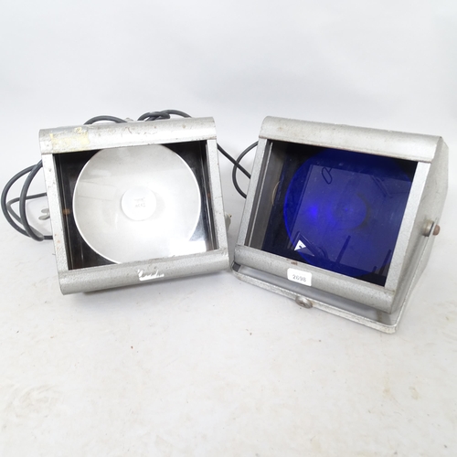 2580 - A pair of square Strand Electric theatre stage lights, GWO.