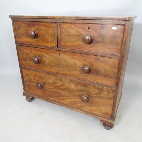 2581 - A Victorian mahogany chest of two short and two long drawers. 92cm x 84cm x 48cm