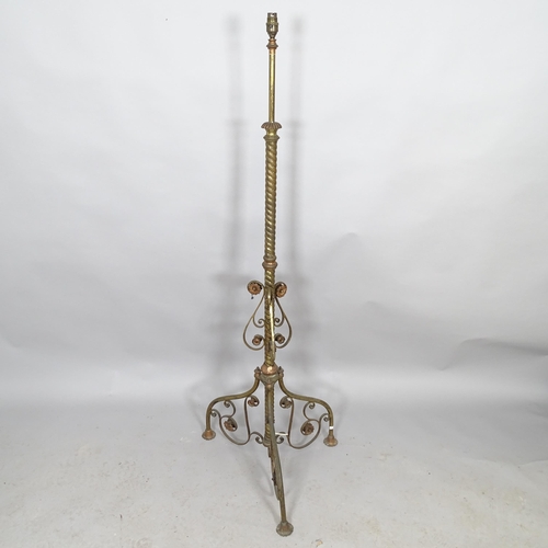 2597 - An ornate Victorian copper and brass standard lamp. Height to bayonet 146cm