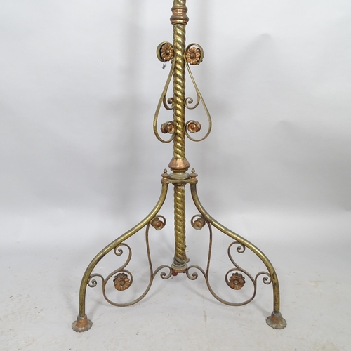 2597 - An ornate Victorian copper and brass standard lamp. Height to bayonet 146cm