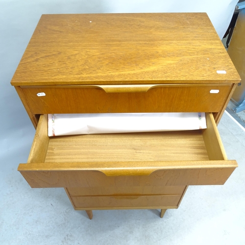 2604 - A mid-century teak chest of six drawers. 65cm x 123cm x 43cm