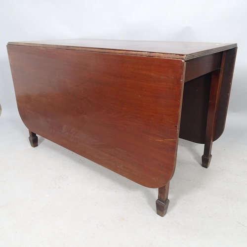 2611 - A 19th century mahogany drop-leaf dining table, raised on square tapered legs with spade feet. 55cm ... 