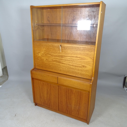 2615 - A mid-century teak secretaire bookcase by Remploy. 92cm x 153cm x 41cm